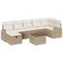 Conjunto de Sofás de Jardín de 8 Piezas con Cojines Beige Ratán Poliéster de , Sofás de exterior - Ref: Foro24-3359110, Preci...