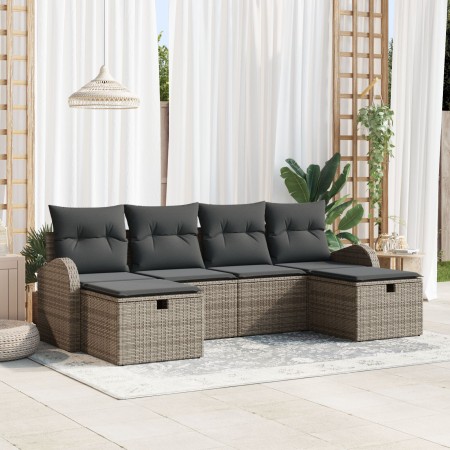 Juego de Sofás de Jardín de 6 Piezas con Cojines en Ratán Gris de , Sofás de exterior - Ref: Foro24-3359118, Precio: 364,78 €...