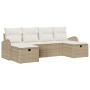 Juego de Sofá de Jardín de 6 piezas con Cojines Beige de Ratán Polimérico de , Sofás de exterior - Ref: Foro24-3359120, Preci...