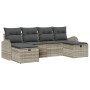 Set de Sofá de Jardín de 6 Piezas con Cojines Gris Claro Ratán Poliéster de , Sofás de exterior - Ref: Foro24-3359121, Precio...