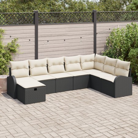 Conjunto de Sofá de Jardín de 8 Piezas con Cojines Ratán Poliéster Negro de , Sofás de exterior - Ref: Foro24-3359126, Precio...