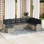 Set de Sofá de Jardín de 8 Piezas con Cojines Ratán Poliéster Gris Claro de , Sofás de exterior - Ref: Foro24-3359131, Precio...