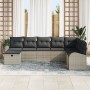 Set de Sofá de Jardín de 8 Piezas con Cojines Ratán Poliéster Gris Claro de , Sofás de exterior - Ref: Foro24-3359131, Precio...