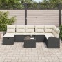 Juego de Sofá de Jardín de 9 Piezas con Cojines Negro Ratán Poliéster de , Sofás de exterior - Ref: Foro24-3359136, Precio: 5...