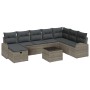 Juego de Sofá de Jardín de 9 Piezas con Cojines Gris Ratán Poliéster de , Sofás de exterior - Ref: Foro24-3359138, Precio: 54...