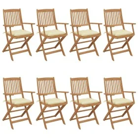Sillas de jardín plegables 8 uds y cojines madera maciza acacia de vidaXL, Sillas de jardín - Ref: Foro24-3074984, Precio: 44...