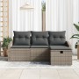 Juego de sofá de jardín de 4 piezas con cojines gris ratán sintético de , Sofás de exterior - Ref: Foro24-3359248, Precio: 25...