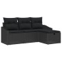 Juego de Sofá de Jardín de 4 Piezas con Cojines Negro Ratán Sintético de , Sofás de exterior - Ref: Foro24-3359252, Precio: 2...