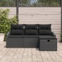 Juego de Sofá de Jardín de 4 Piezas con Cojines Negro Ratán Sintético de , Sofás de exterior - Ref: Foro24-3359252, Precio: 2...
