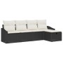 Conjunto de Sofá de 5 Piezas con Cojines Negro Poliratán de , Sofás de exterior - Ref: Foro24-3359256, Precio: 311,62 €, Desc...