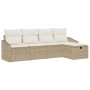 Conjunto de Sofá de Jardín de 5 Piezas con Cojines Beige Ratán Polimérico de , Sofás de exterior - Ref: Foro24-3359260, Preci...