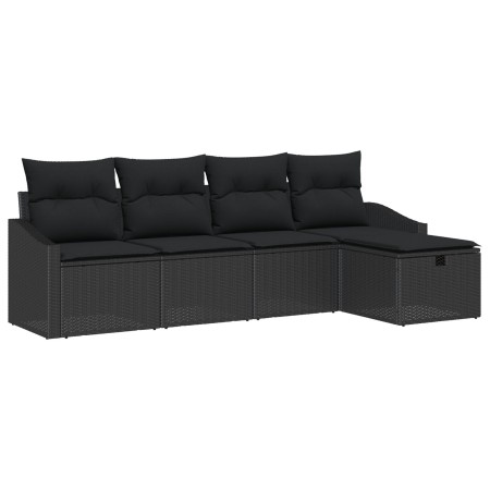 Conjunto de Sofás de Jardín de 5 Piezas con Cojines Negro de Poliratán de , Sofás de exterior - Ref: Foro24-3359262, Precio: ...