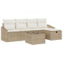 Conjunto de Sofá de Jardín de 6 Piezas con Cojines Beige Ratan Polimérico de , Sofás de exterior - Ref: Foro24-3359270, Preci...