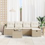 Conjunto de Sofá de Jardín de 6 Piezas con Cojines Beige Ratan Polimérico de , Sofás de exterior - Ref: Foro24-3359270, Preci...