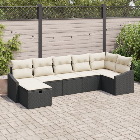 Juego de Sofá de Jardín de 7 Piezas con Cojines Negro Ratán Polimérico de , Sofás de exterior - Ref: Foro24-3359296, Precio: ...