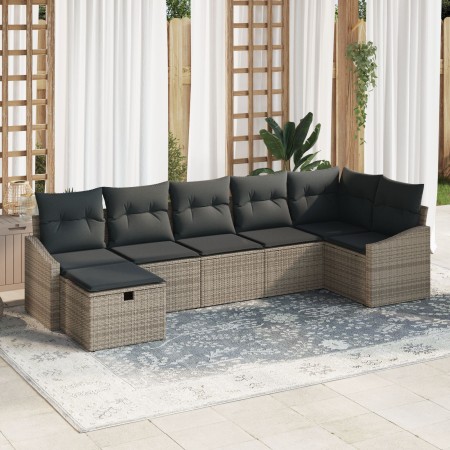 Juego de Sofás de Jardín de 7 Piezas con Cojines Gris Ratán Polivalente de , Sofás de exterior - Ref: Foro24-3359298, Precio:...