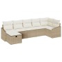 Juego de Sofá de Jardín de 7 Piezas con Cojines Beige Ratán Poliéster de , Sofás de exterior - Ref: Foro24-3359300, Precio: 4...