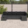 Conjunto de Sofá de Jardín de 7 Piezas con Cojines Negro Poliratán de , Sofás de exterior - Ref: Foro24-3359302, Precio: 460,...