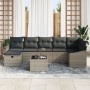Conjunto de sofá de jardín de 8 piezas con cojines Gris Poliratán de , Sofás de exterior - Ref: Foro24-3359308, Precio: 482,7...
