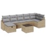 Conjunto de Sofá de Jardín de 8 Piezas con Cojines Beige de Ratán Sintético de , Sofás de exterior - Ref: Foro24-3359309, Pre...