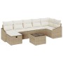 Conjunto de Sofá de Jardín de 8 Piezas con Cojines Beige Ratán de Polietileno de , Sofás de exterior - Ref: Foro24-3359310, P...