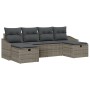 Conjunto de Sofá de Jardín de 6 Piezas con Cojines Gris Poliratán de , Sofás de exterior - Ref: Foro24-3359318, Precio: 356,1...