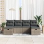 Conjunto de Sofá de Jardín de 6 Piezas con Cojines Gris Poliratán de , Sofás de exterior - Ref: Foro24-3359318, Precio: 356,1...