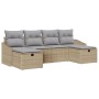 Juego de Sofá de Jardín de 6 Piezas con Cojines Beige Ratán Sintético de , Sofás de exterior - Ref: Foro24-3359319, Precio: 3...