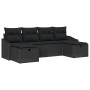 Conjunto de Sofás de Jardín de 6 Piezas con Cojines Ratán Poliratán Negro de , Sofás de exterior - Ref: Foro24-3359322, Preci...