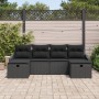 Conjunto de Sofás de Jardín de 6 Piezas con Cojines Ratán Poliratán Negro de , Sofás de exterior - Ref: Foro24-3359322, Preci...