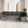 Conjunto de Sofá de Jardín de 8 Piezas con Cojines en Ratán Poliratan Gris de , Sofás de exterior - Ref: Foro24-3359328, Prec...
