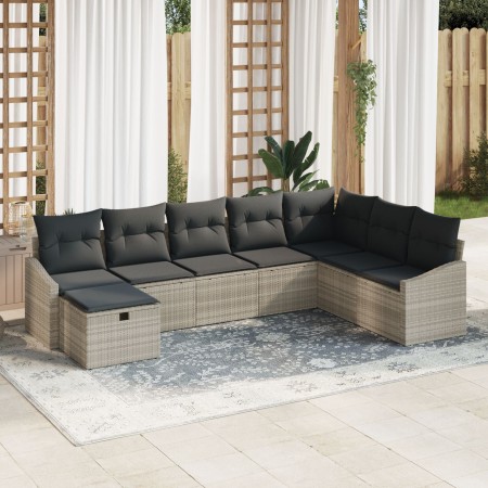 Conjunto de Sofás de Jardín de 8 Piezas con Cojines en Ratán Poliéster Gris Claro | Foro24.es | Tu tienda online para hogar, jardín y más Foro24.es