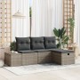 Conjunto de Sofá de Jardín de 4 Piezas con Cojines Ratán Poliéster Gris de , Sofás de exterior - Ref: Foro24-3359348, Precio:...