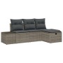 Conjunto de Sofá de Jardín de 4 Piezas con Cojines Ratán Poliéster Gris de , Sofás de exterior - Ref: Foro24-3359348, Precio:...