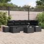 Conjunto de Sofá de Jardín de 7 Piezas con Cojines Negro Ratán Poli de , Sofás de exterior - Ref: Foro24-3359392, Precio: 472...