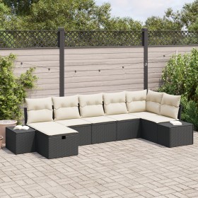 Juego de Sofá de 7 Piezas con Cojines Ratán Poliéster Negro de , Sofás de exterior - Ref: Foro24-3359396, Precio: 432,13 €, D...