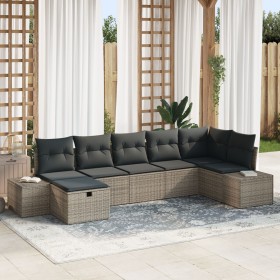 Juego de Sofá de Jardín de 7 Piezas con Cojines Gris Ratán Sintético de , Sofás de exterior - Ref: Foro24-3359398, Precio: 46...