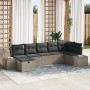 Juego de Sofá de Jardín de 7 Piezas con Cojines Gris Ratán Sintético de , Sofás de exterior - Ref: Foro24-3359398, Precio: 46...