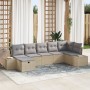 Juego de Sofás de Jardín de 7 Piezas con Cojines Beige Poliratán de , Sofás de exterior - Ref: Foro24-3359399, Precio: 489,58...