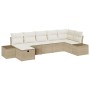 Conjunto de Sofás de Jardín de 7 Piezas con Cojines Beige Ratan Poliéster de , Sofás de exterior - Ref: Foro24-3359400, Preci...