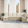 Conjunto de Sofás de Jardín de 7 Piezas con Cojines Beige Ratan Poliéster de , Sofás de exterior - Ref: Foro24-3359400, Preci...