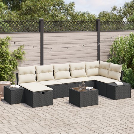 Juego de Sofás de Jardín de 8 Piezas con Cojines Poliratán Negro de , Sofás de exterior - Ref: Foro24-3359406, Precio: 478,87...