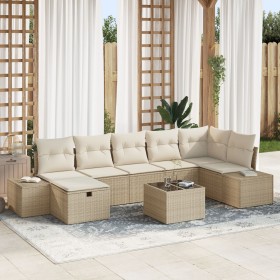 Conjunto de Sofás de Jardín de 8 Piezas con Cojines Beige de Poliratán de , Sofás de exterior - Ref: Foro24-3359410, Precio: ...