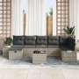 Juego de Sofá de Jardín de 8 Piezas con Cojines Gris de Ratán Sintético de , Sofás de exterior - Ref: Foro24-3359411, Precio:...