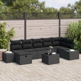 Conjunto de Sofá de Jardín de 8 Piezas con Cojines Negro Poliratán de , Sofás de exterior - Ref: Foro24-3359412, Precio: 528,...