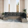 Conjunto de Sofá de Jardín de 8 Piezas con Cojines Gris Ratán Poliéster de , Sofás de exterior - Ref: Foro24-3359428, Precio:...