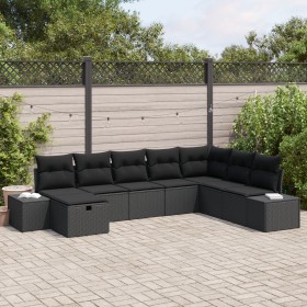 Juego de Sofá de Jardín Conjunto de 8 Negro Ratán, Acero de , Sofás de exterior - Ref: Foro24-3359432, Precio: 543,41 €, Desc...
