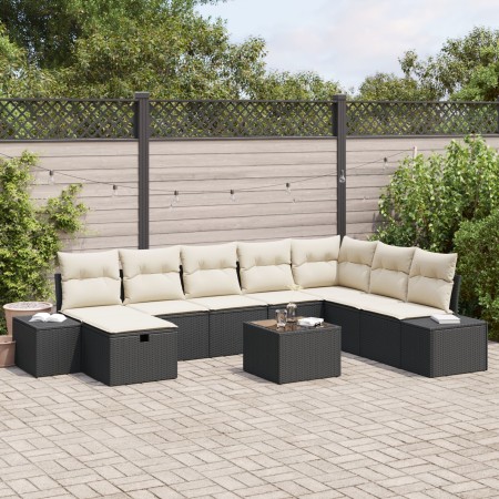 Juego de Sofá de Jardín de 9 piezas con cojines Negro Poliratán de , Sofás de exterior - Ref: Foro24-3359436, Precio: 537,76 ...