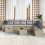 Juego de Sofá de Jardín de 9 Piezas con Cojines Beige Ratán Sintético de , Sofás de exterior - Ref: Foro24-3359439, Precio: 5...