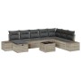Conjunto de Sofá de Jardín de 9 Piezas con Cojines de Rattan Polimérico Gris Claro de , Sofás de exterior - Ref: Foro24-33594...